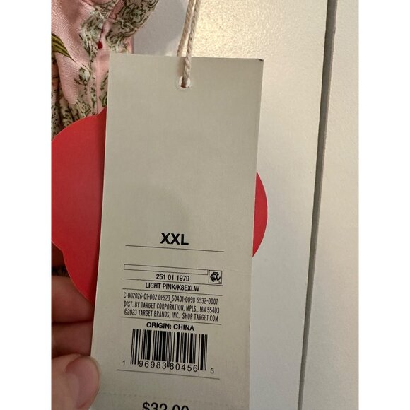 Agua Bendita X Target Womens XXL Light Pink Floral Tiered Mini Dress With Pocket - Picture 6 of 9